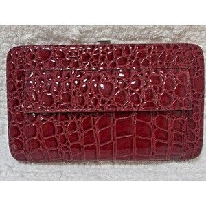 Wallet Red Faux Croc Embossed Women's Clutch Wallet Organizer Card Holder